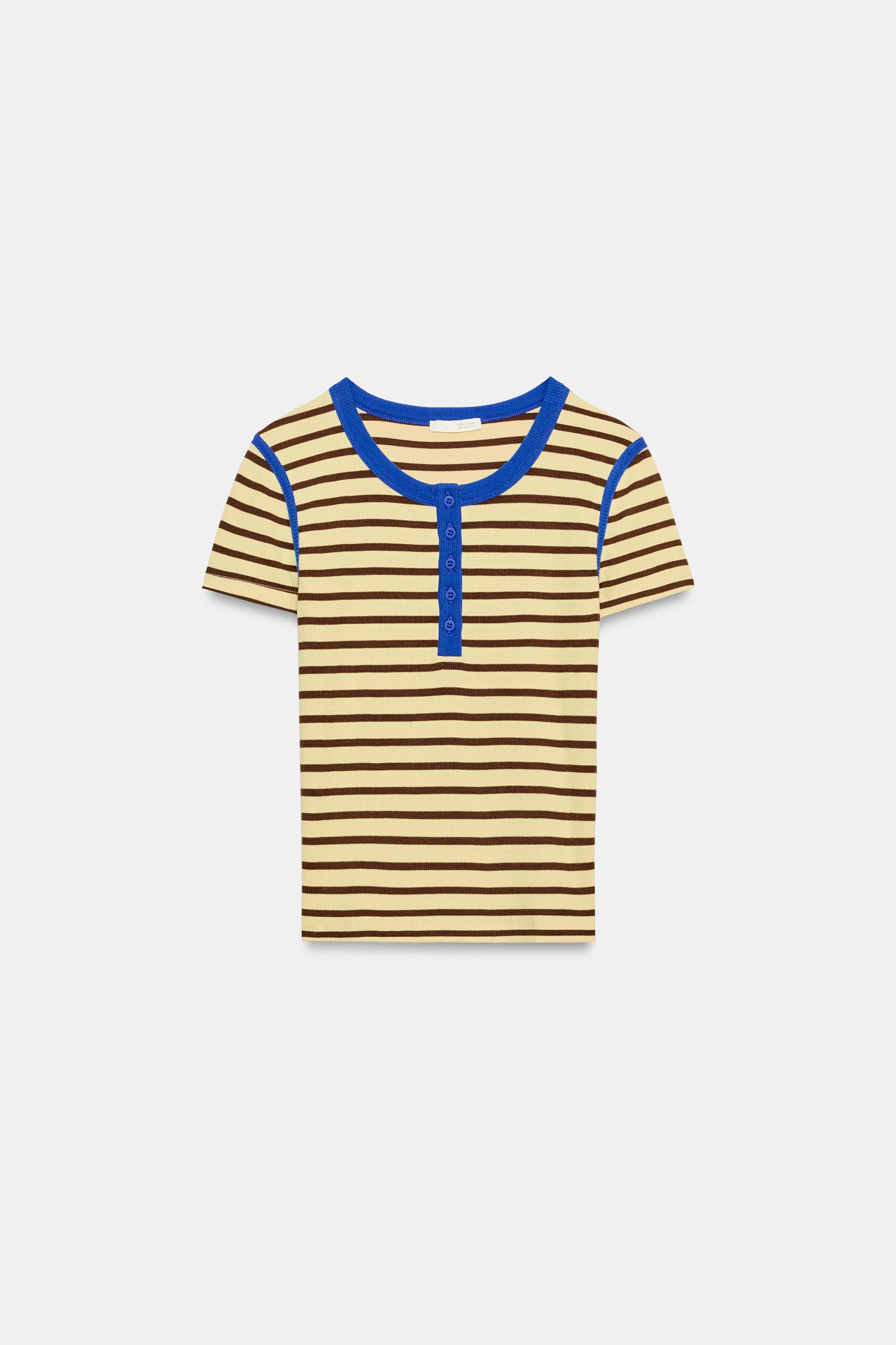 T-SHIRT CÔTELÉ À RAYURES